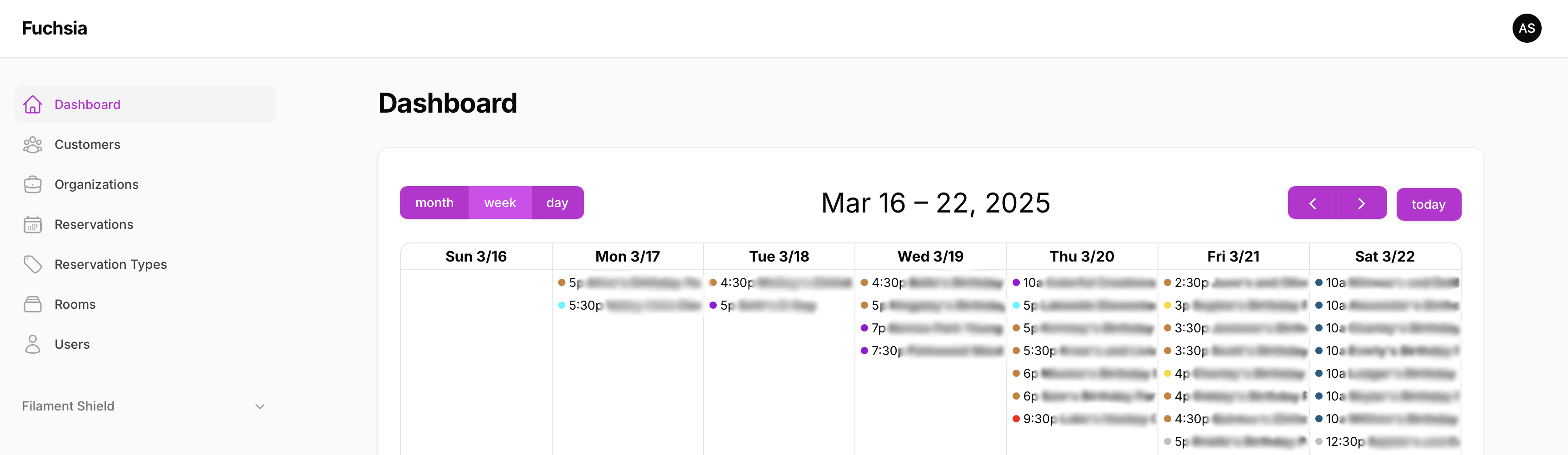 Custom Reservation System Screenshot